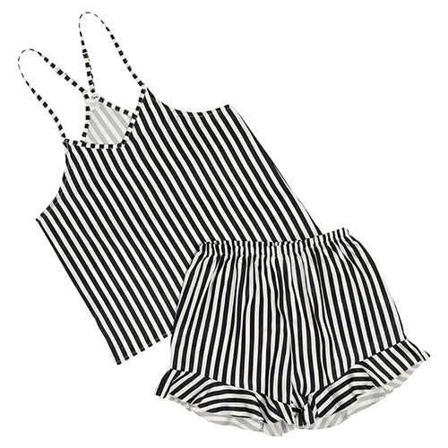 Striped Cami + Ruffled Shorts PJ Set
