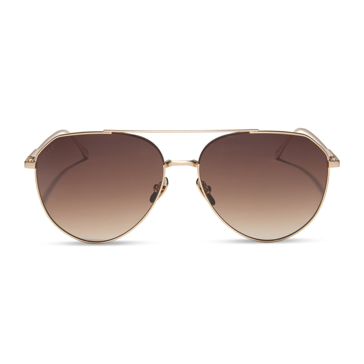 DIFF Dash Sunglasses - Brushed Gold + Coffee Gradient