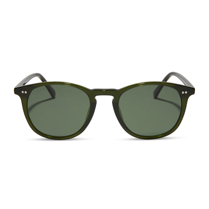 DIFF Jaxson XL Sunglasses - Dark Olive Crystal + G15 Polarized